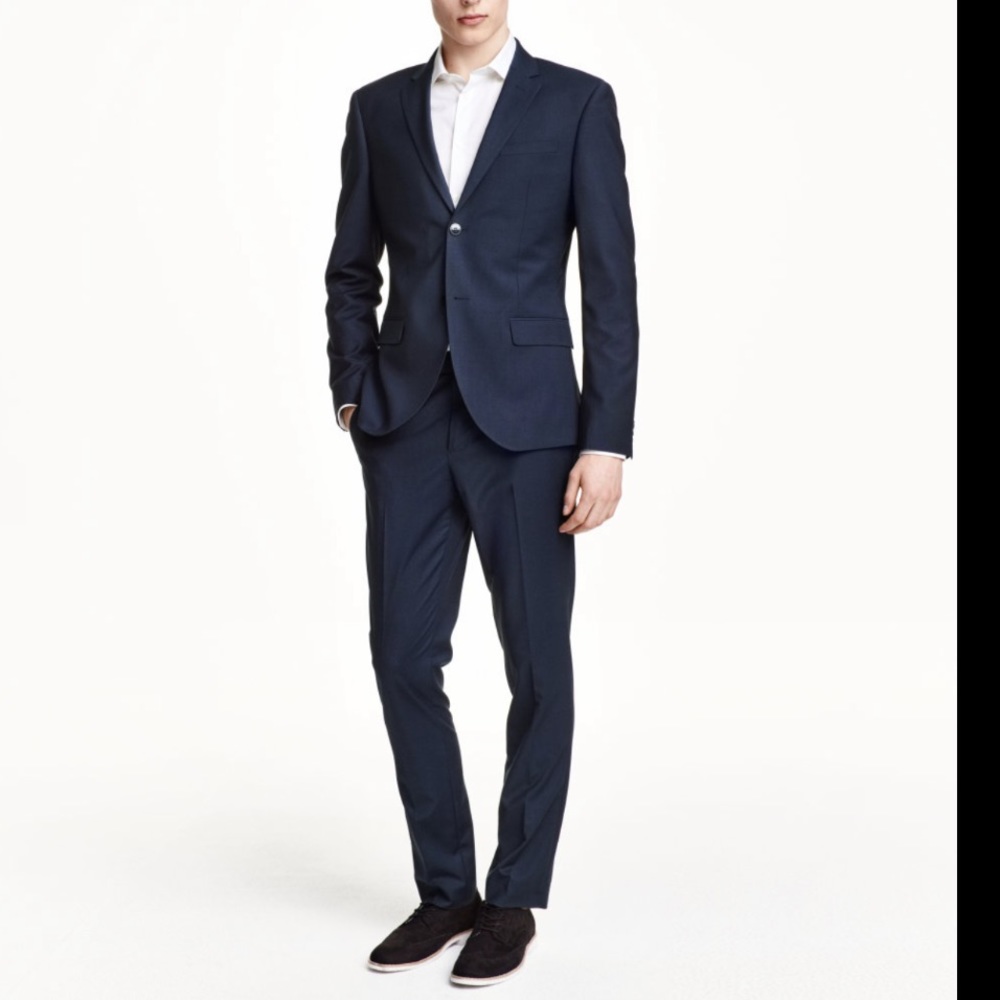H&M Navy Slim Fit Suit Blazer and Pants
